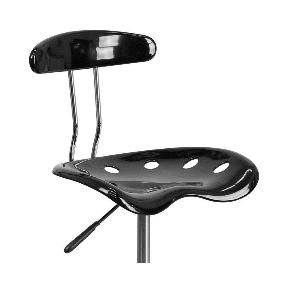 Vibrant Black and Chrome Drafting Stool with Tractor Seat