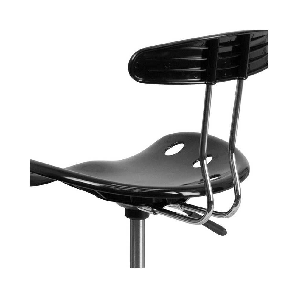 Vibrant Black and Chrome Drafting Stool with Tractor Seat