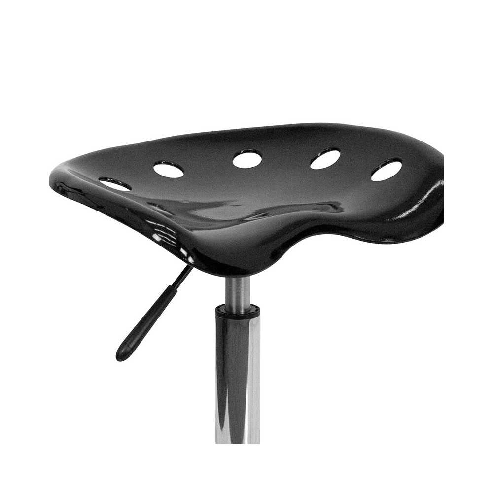 Vibrant Black Tractor Seat and Chrome Stool