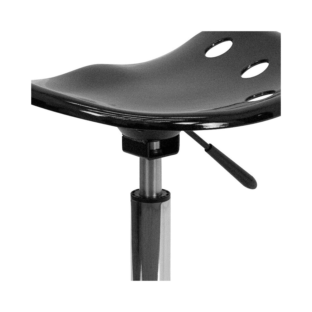 Vibrant Black Tractor Seat and Chrome Stool