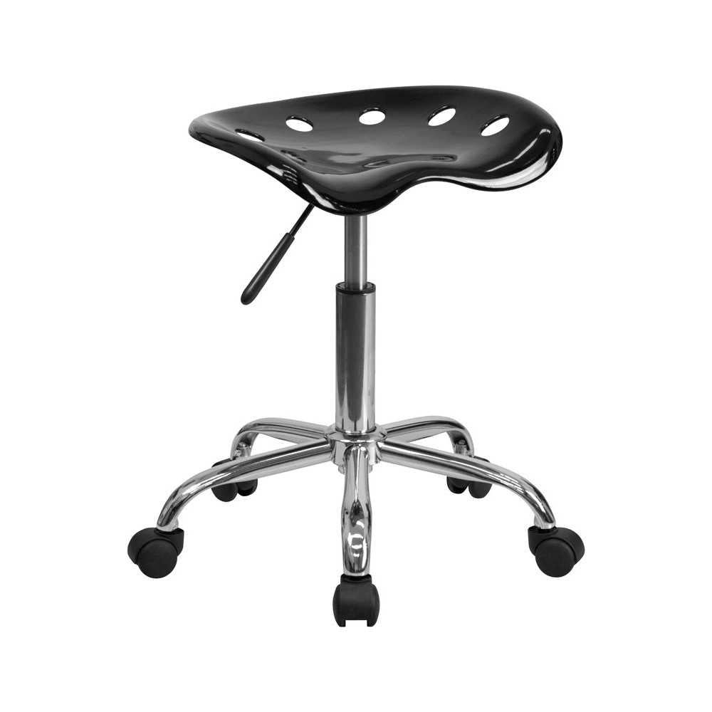 Vibrant Black Tractor Seat and Chrome Stool