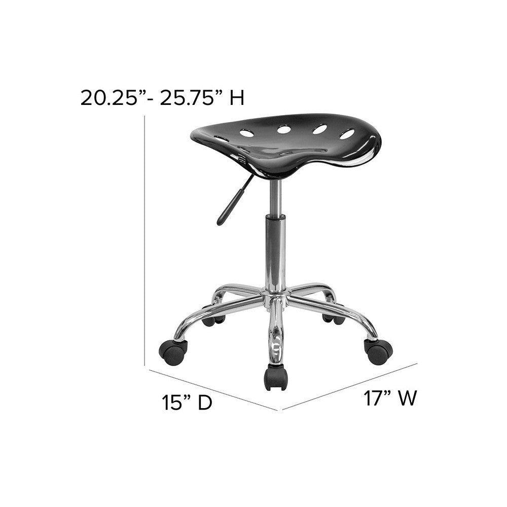 Vibrant Black Tractor Seat and Chrome Stool