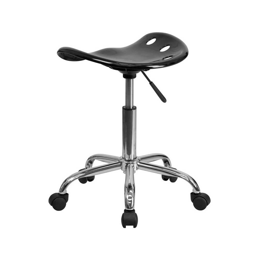 Vibrant Black Tractor Seat and Chrome Stool