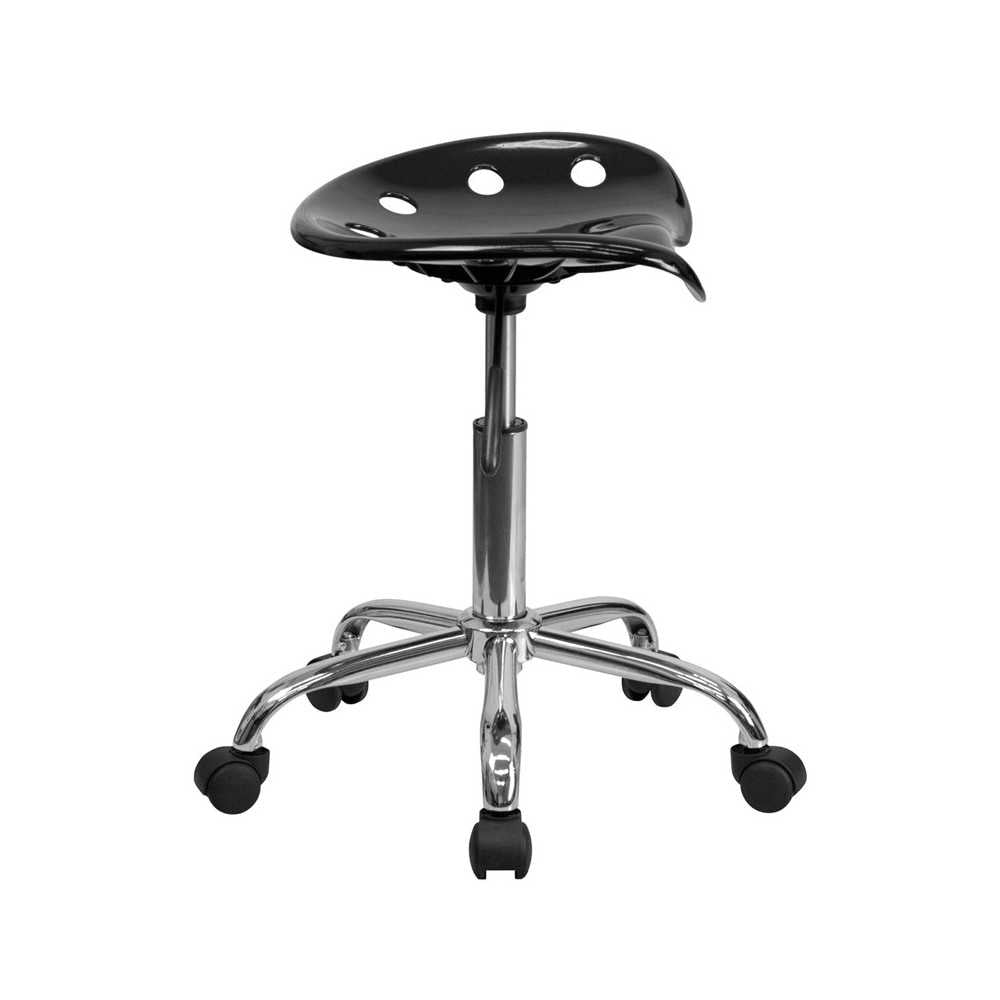 Vibrant Black Tractor Seat and Chrome Stool