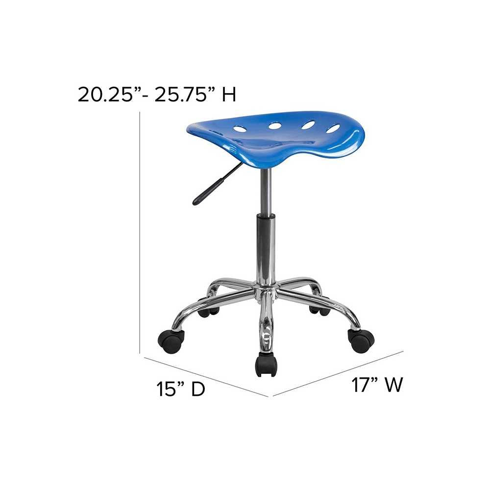 Vibrant Bright Blue Tractor Seat and Chrome Stool