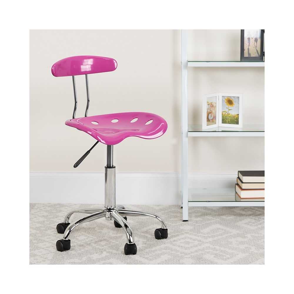 Vibrant Candy Heart and Chrome Swivel Task Office Chair with Tractor Seat