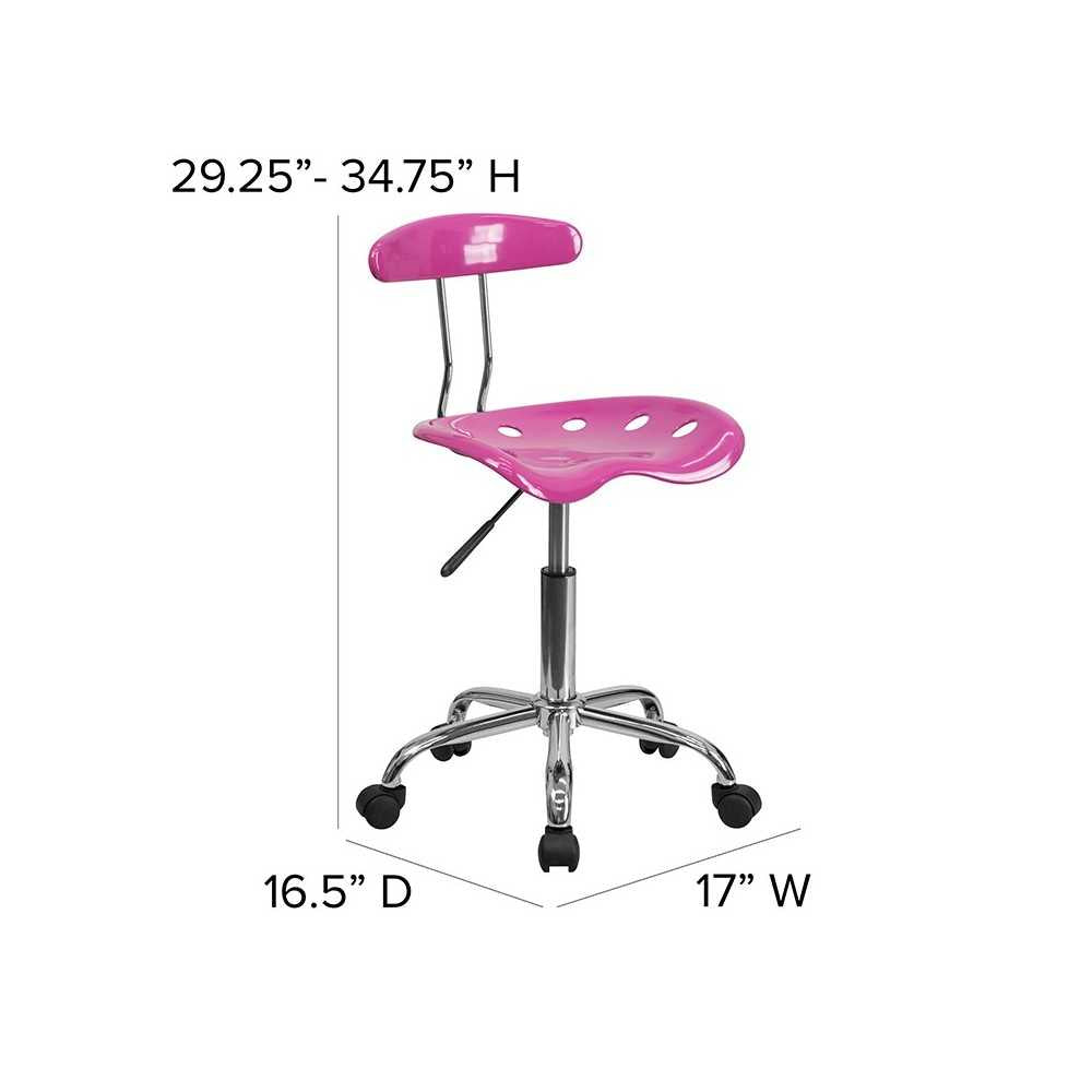 Vibrant Candy Heart and Chrome Swivel Task Office Chair with Tractor Seat