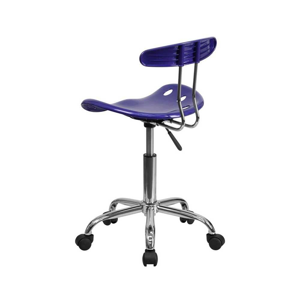 Vibrant Deep Blue and Chrome Swivel Task Office Chair with Tractor Seat