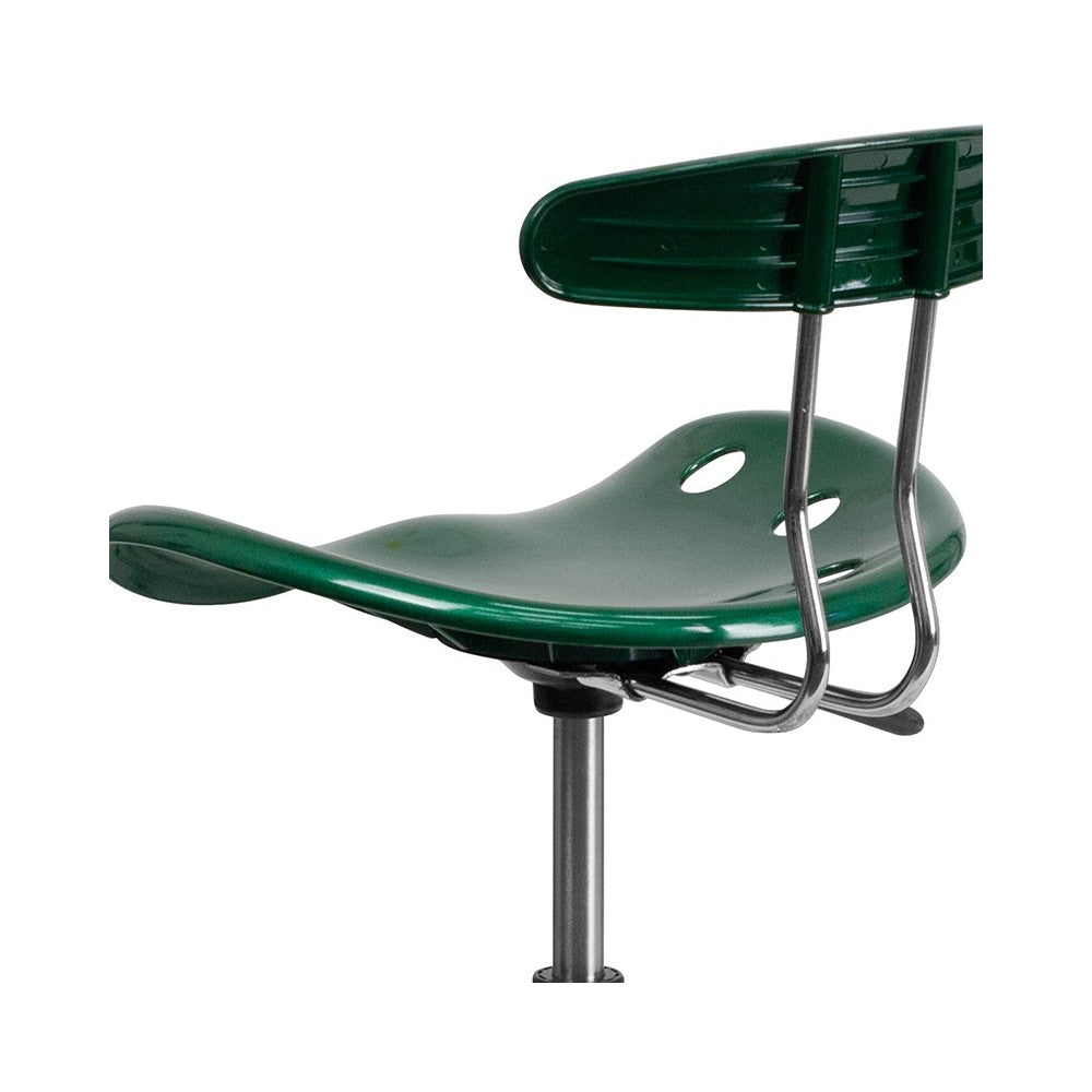 Vibrant Green and Chrome Drafting Stool with Tractor Seat