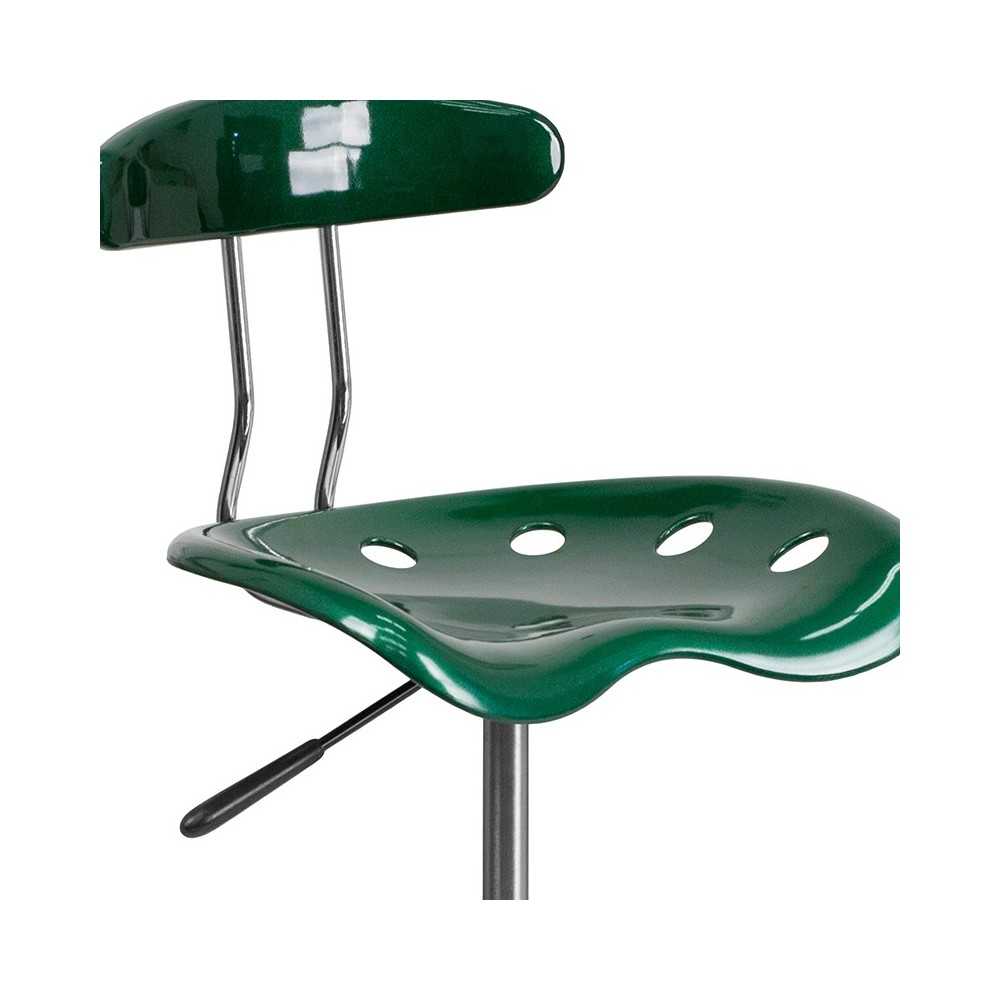 Vibrant Green and Chrome Drafting Stool with Tractor Seat