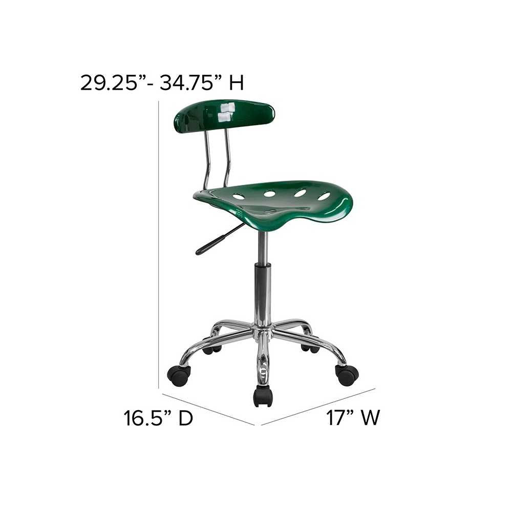 Vibrant Green and Chrome Swivel Task Office Chair with Tractor Seat