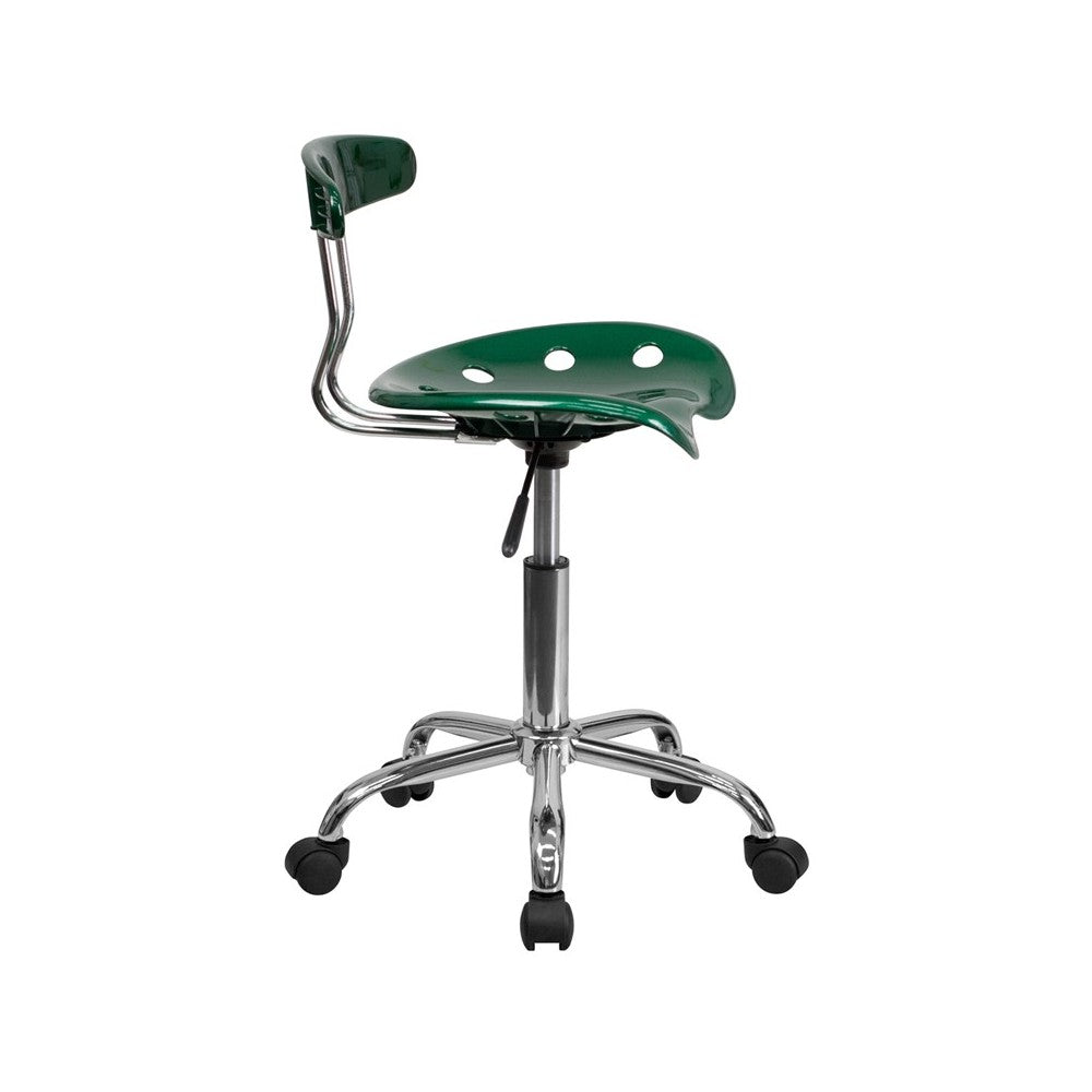 Vibrant Green and Chrome Swivel Task Office Chair with Tractor Seat