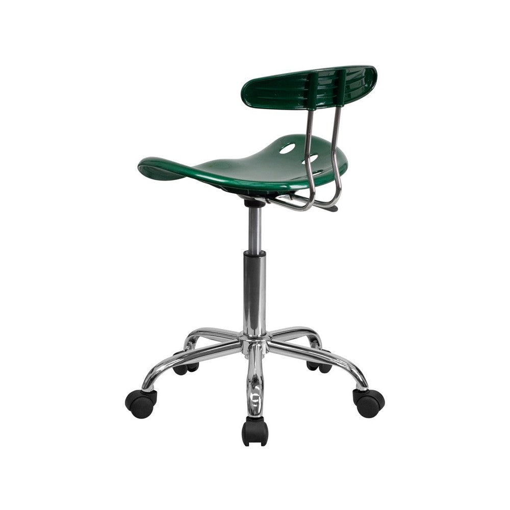 Vibrant Green and Chrome Swivel Task Office Chair with Tractor Seat