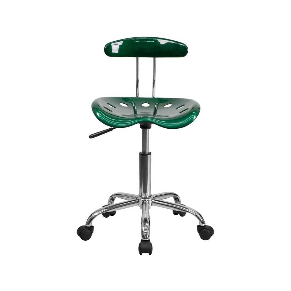 Vibrant Green and Chrome Swivel Task Office Chair with Tractor Seat