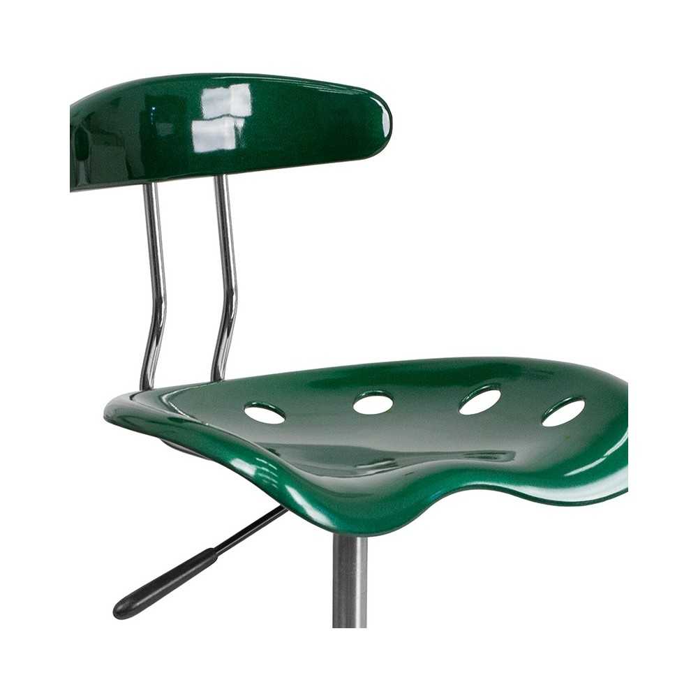 Vibrant Green and Chrome Swivel Task Office Chair with Tractor Seat