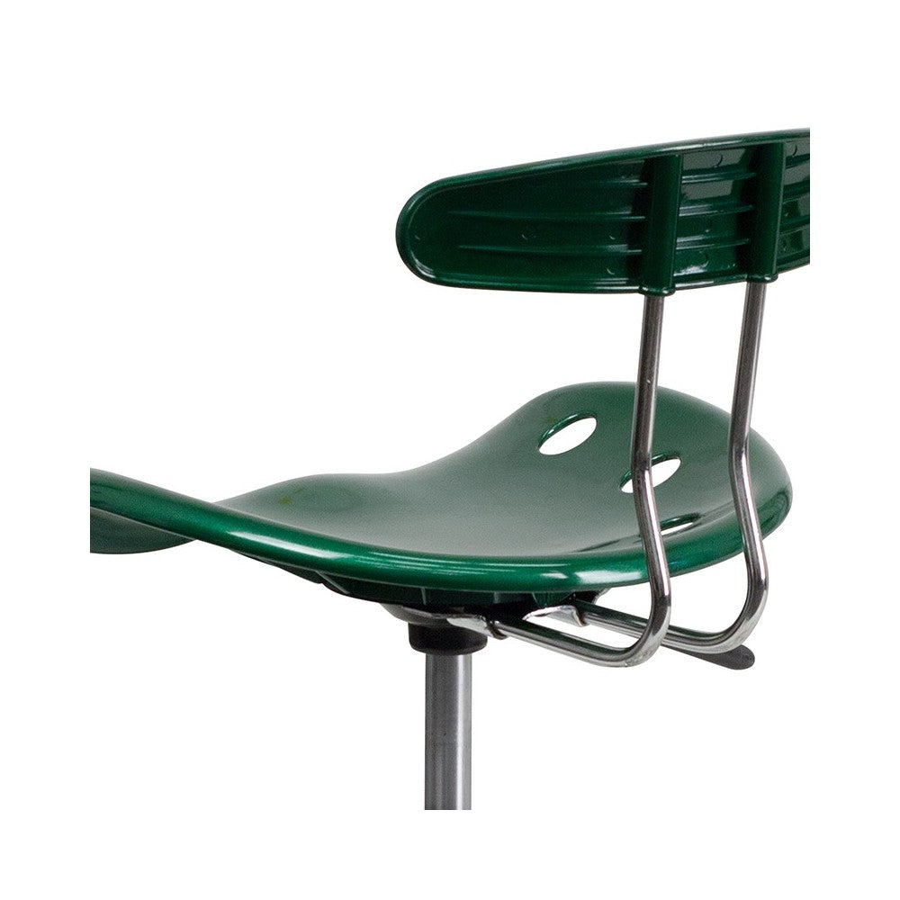 Vibrant Green and Chrome Swivel Task Office Chair with Tractor Seat