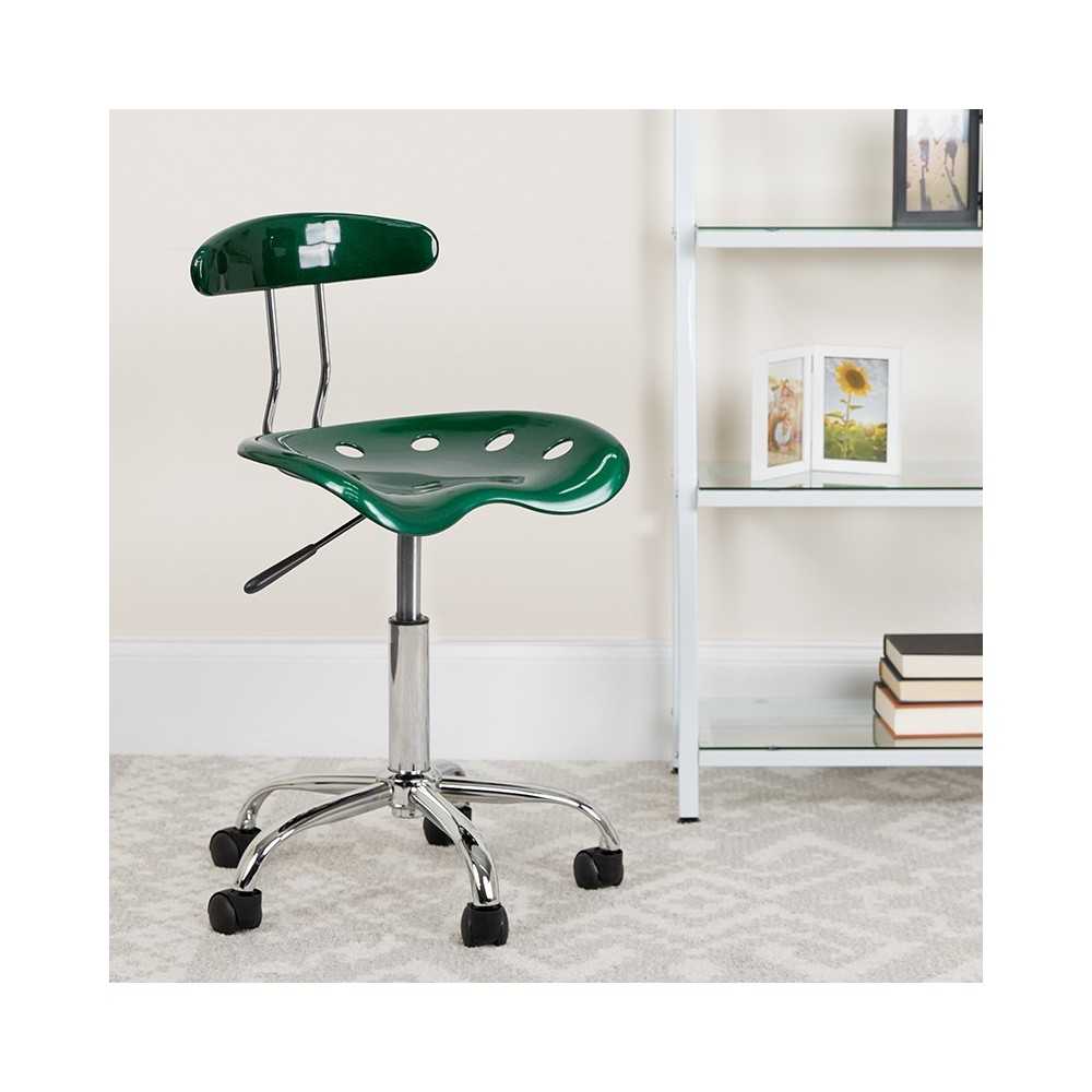 Vibrant Green and Chrome Swivel Task Office Chair with Tractor Seat