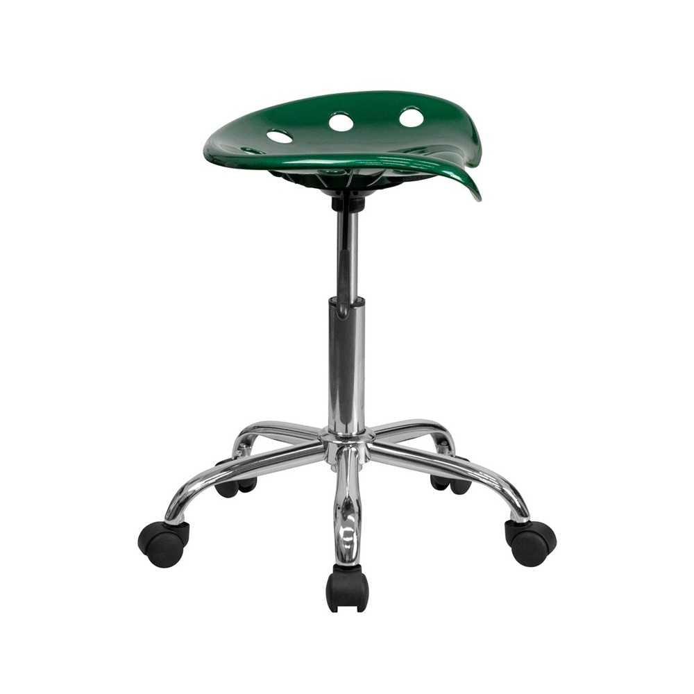 Vibrant Green Tractor Seat and Chrome Stool