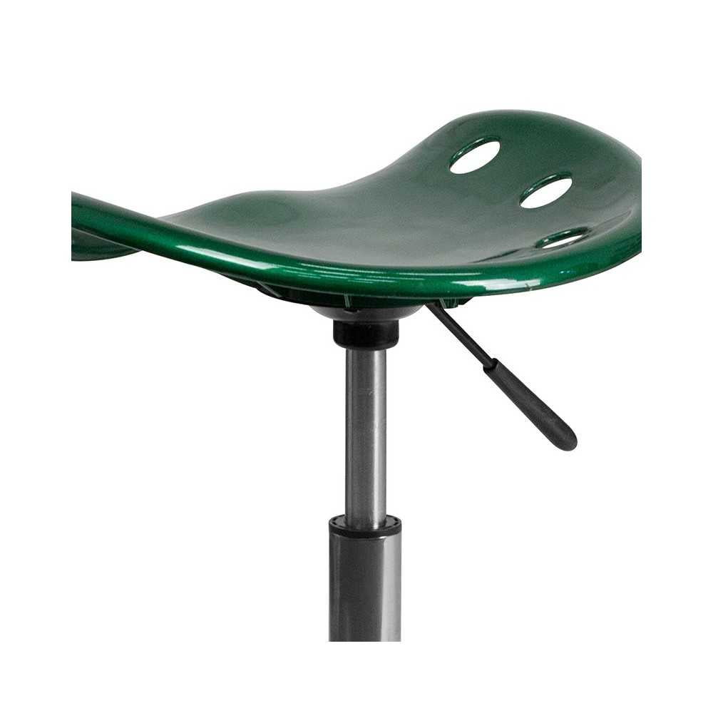 Vibrant Green Tractor Seat and Chrome Stool