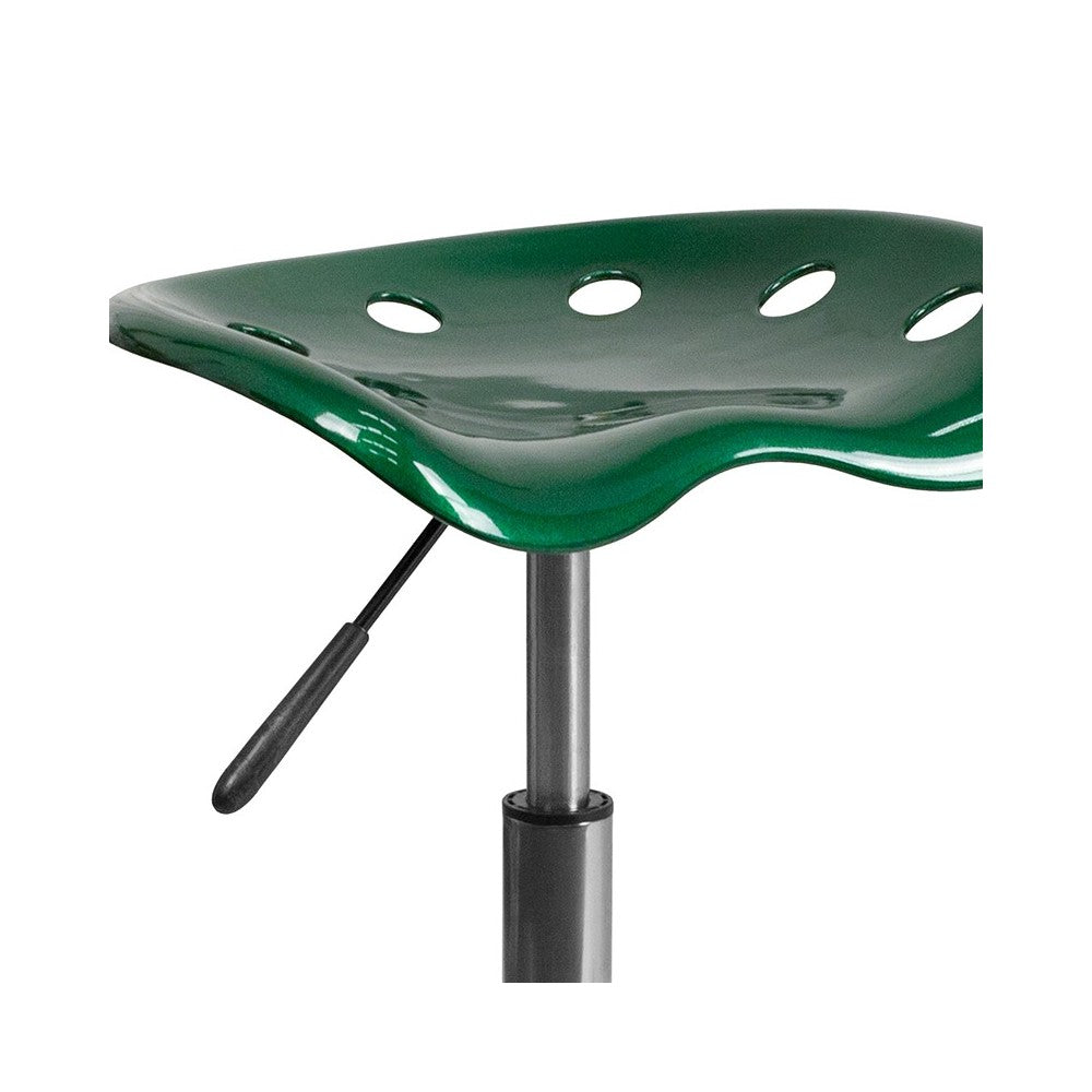 Vibrant Green Tractor Seat and Chrome Stool