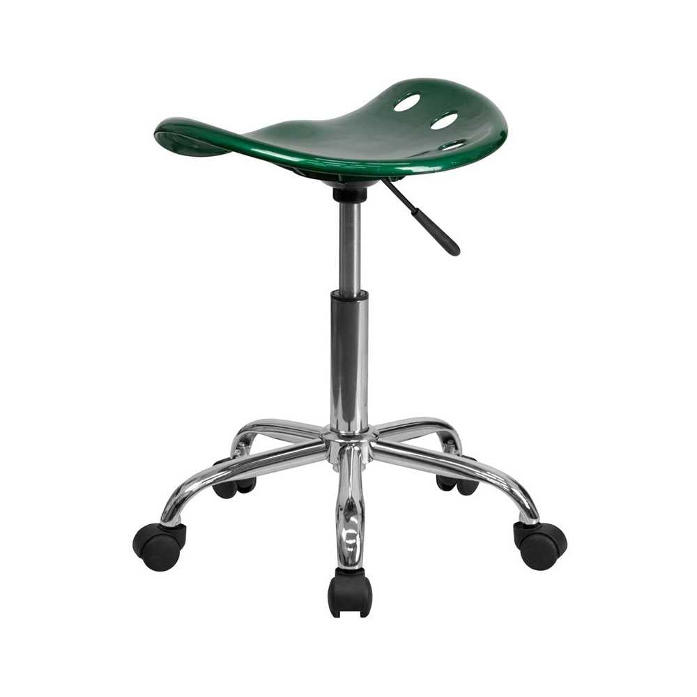 Vibrant Green Tractor Seat and Chrome Stool