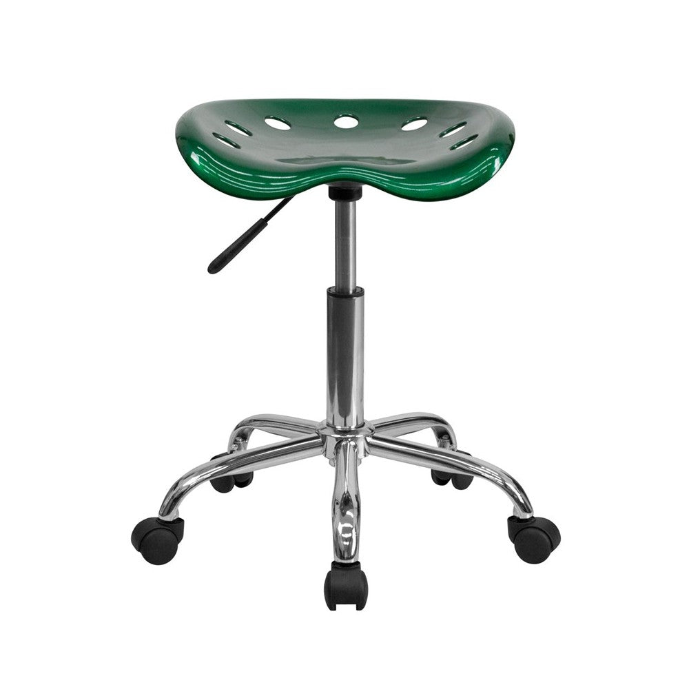 Vibrant Green Tractor Seat and Chrome Stool