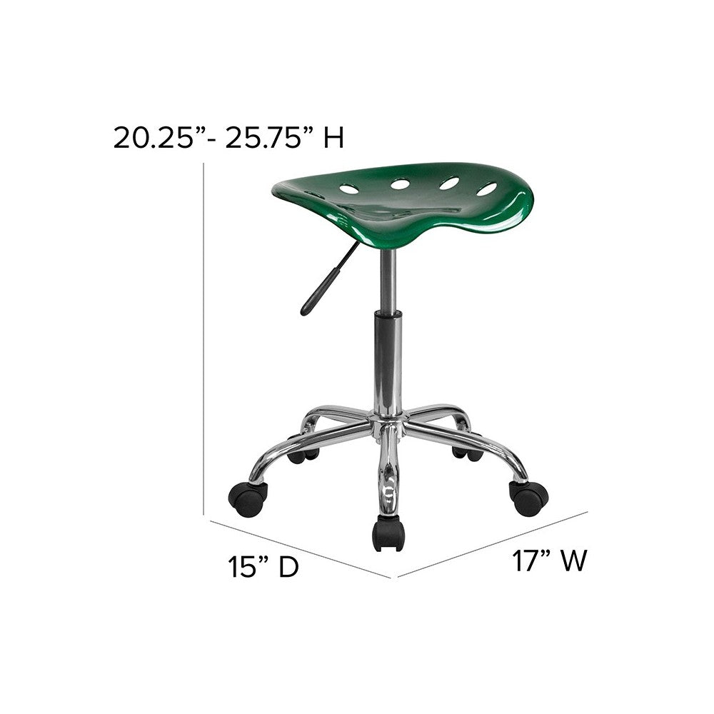 Vibrant Green Tractor Seat and Chrome Stool