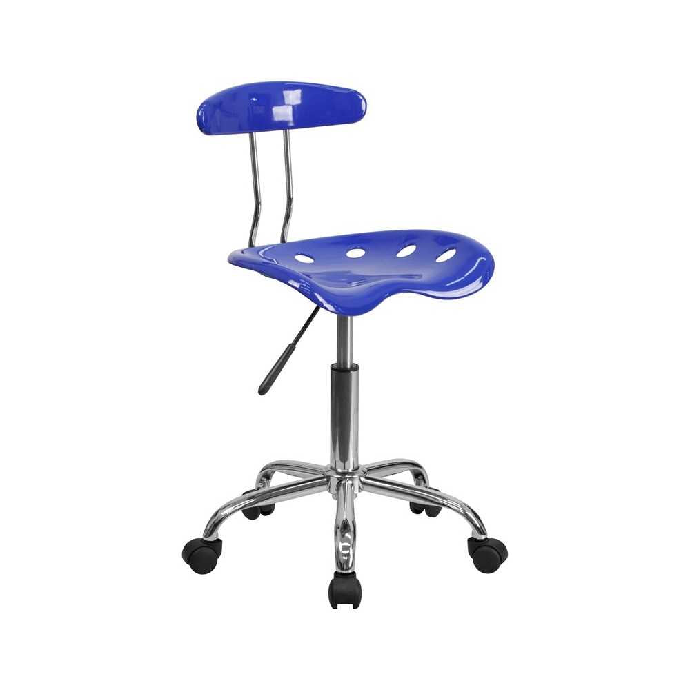 Vibrant Nautical Blue and Chrome Swivel Task Office Chair with Tractor Seat