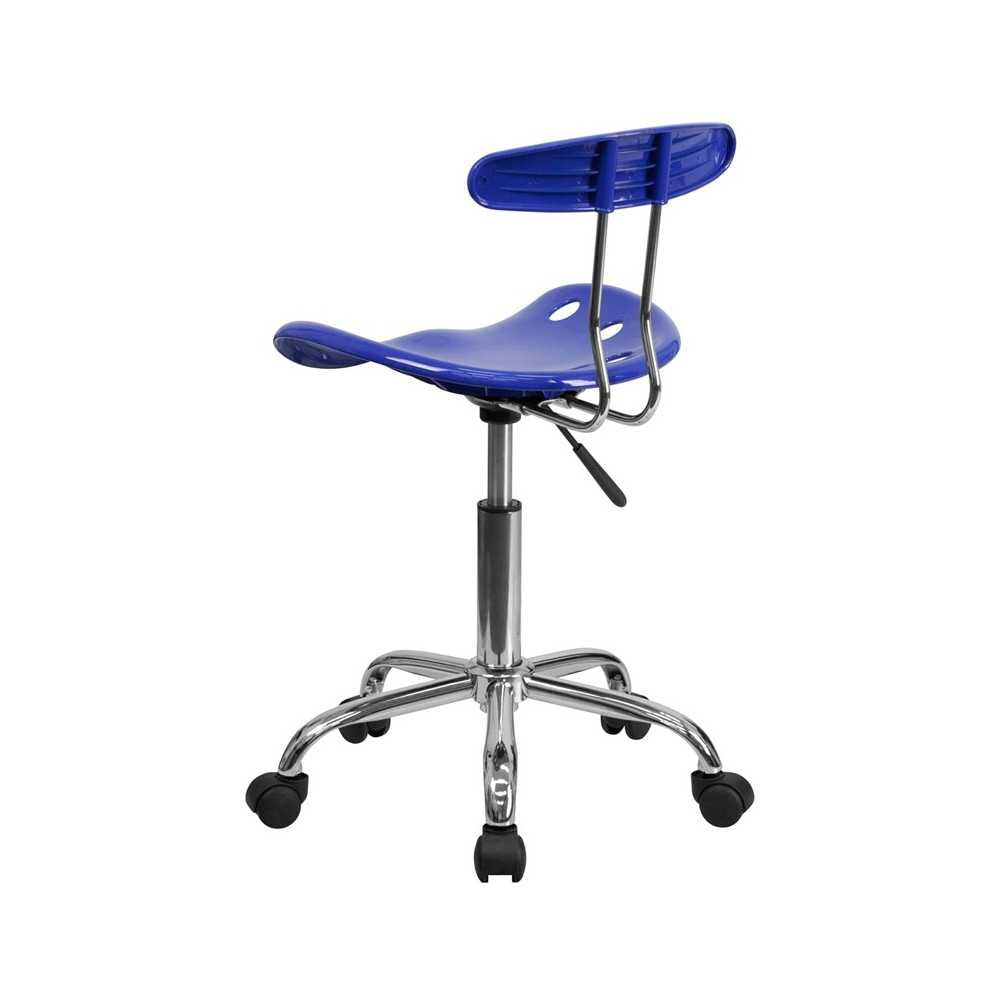 Vibrant Nautical Blue and Chrome Swivel Task Office Chair with Tractor Seat