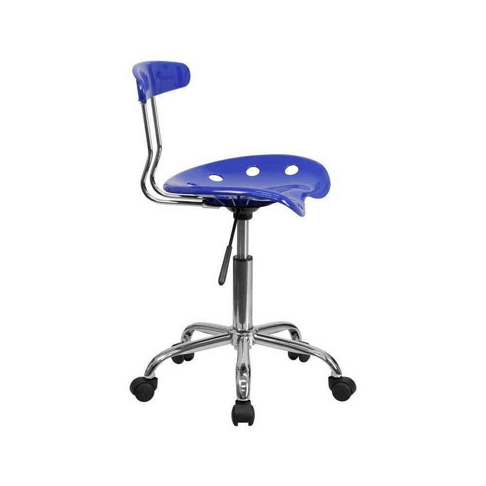 Vibrant Nautical Blue and Chrome Swivel Task Office Chair with Tractor Seat