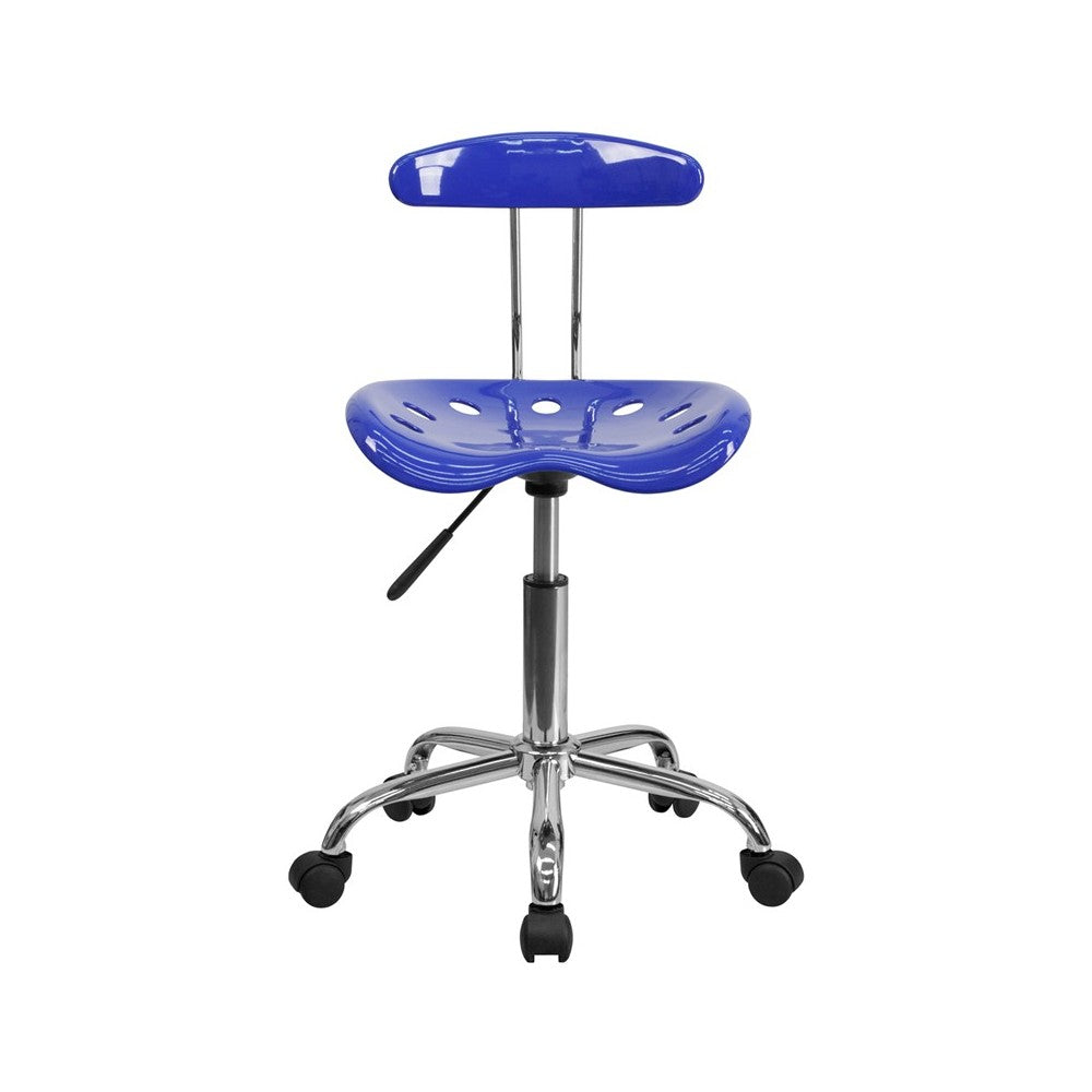 Vibrant Nautical Blue and Chrome Swivel Task Office Chair with Tractor Seat