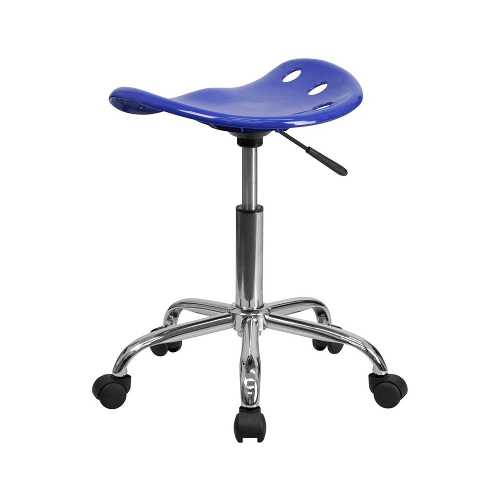 Vibrant Nautical Blue Tractor Seat and Chrome Stool