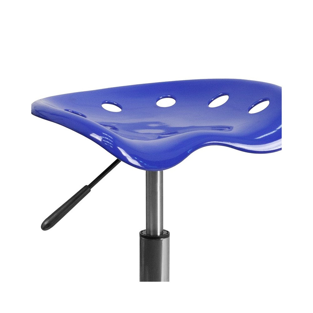 Vibrant Nautical Blue Tractor Seat and Chrome Stool