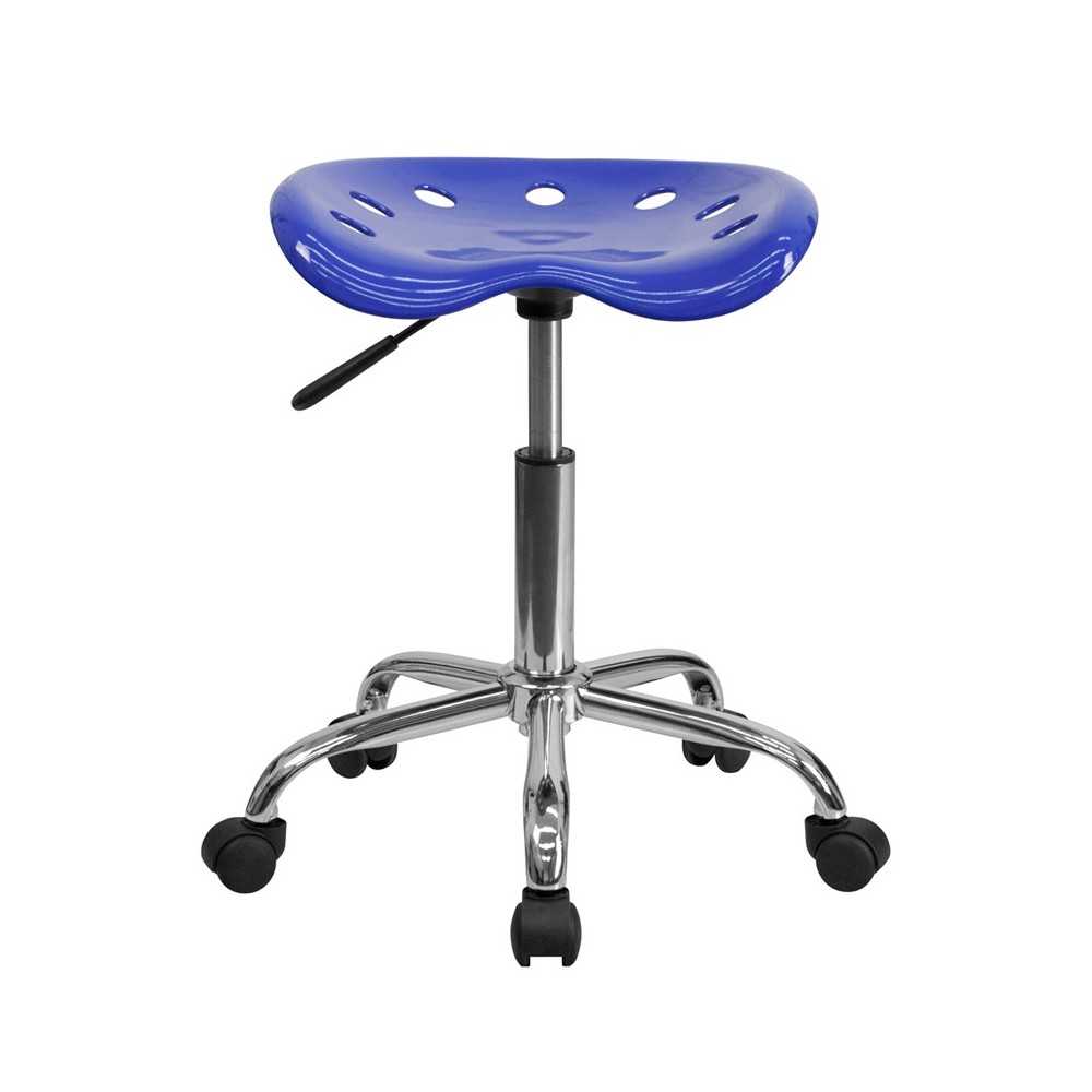 Vibrant Nautical Blue Tractor Seat and Chrome Stool