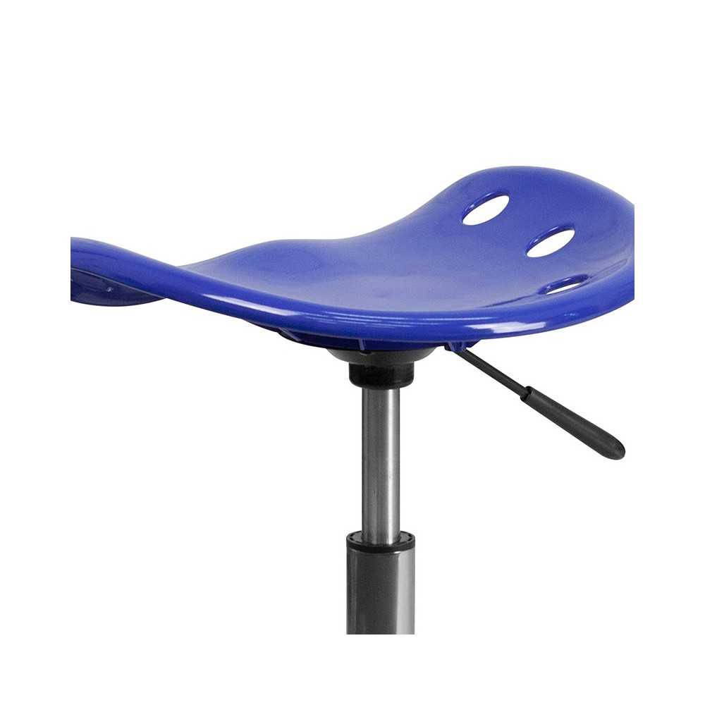 Vibrant Nautical Blue Tractor Seat and Chrome Stool