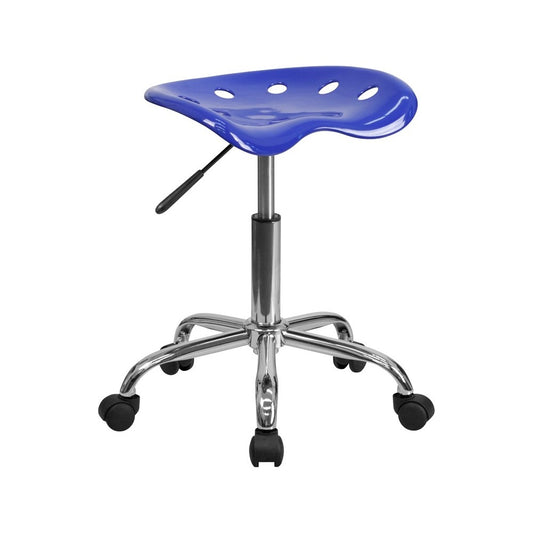 Vibrant Nautical Blue Tractor Seat and Chrome Stool