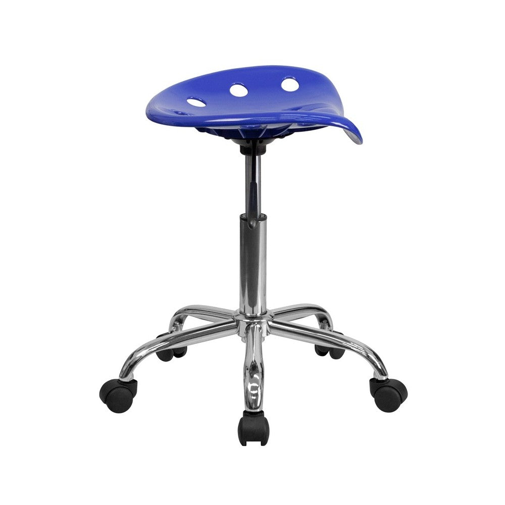 Vibrant Nautical Blue Tractor Seat and Chrome Stool