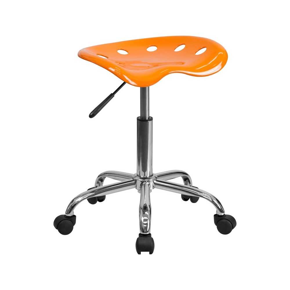 Vibrant Orange Tractor Seat and Chrome Stool