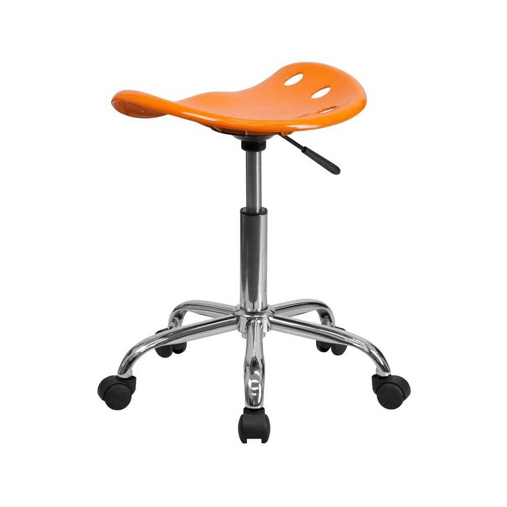 Vibrant Orange Tractor Seat and Chrome Stool