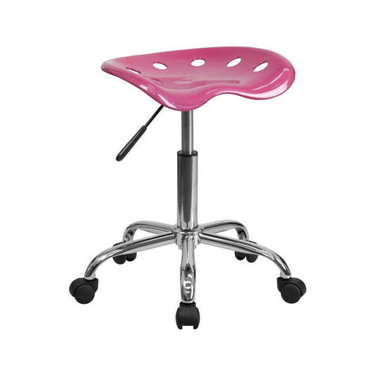 Vibrant Pink Tractor Seat and Chrome Stool