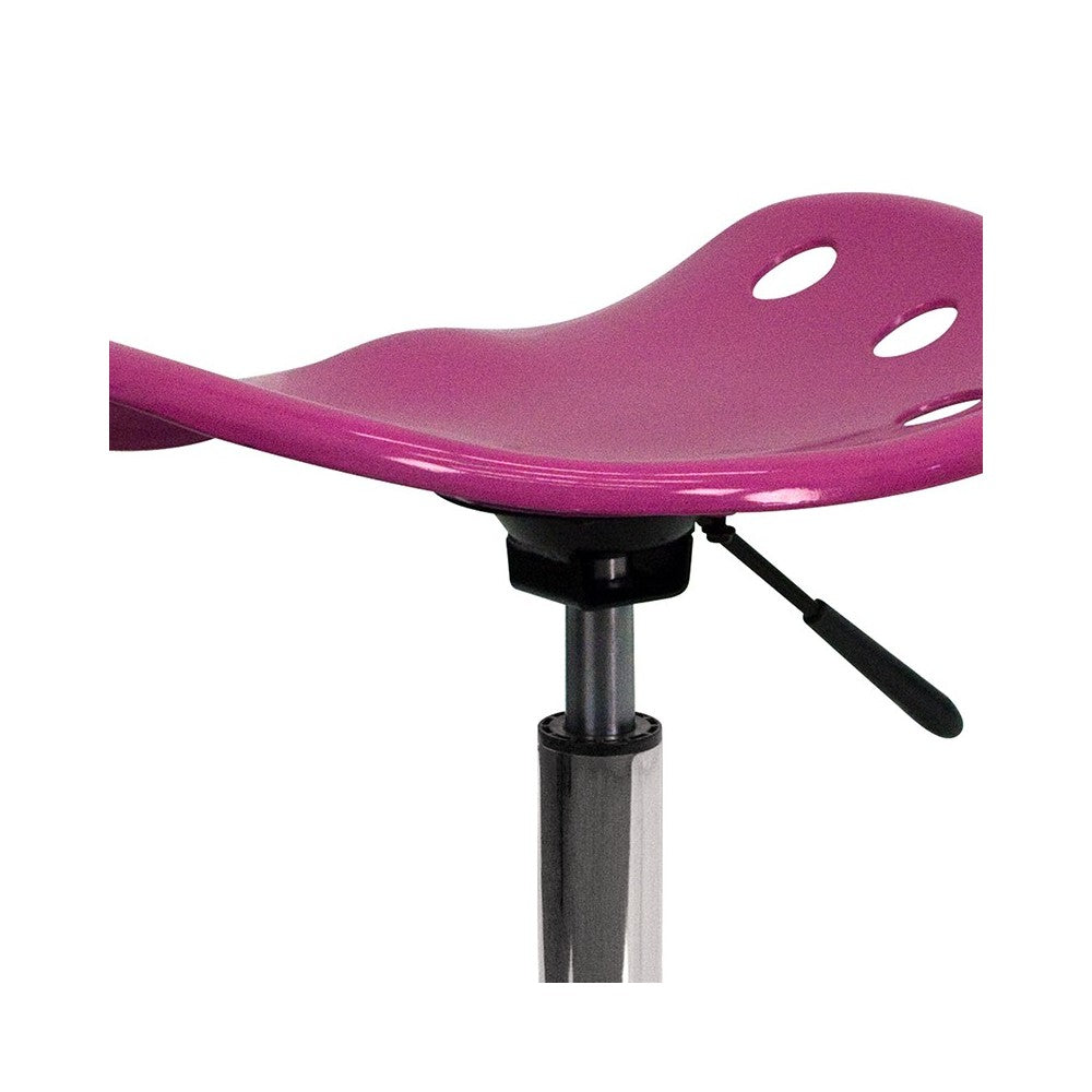 Vibrant Pink Tractor Seat and Chrome Stool