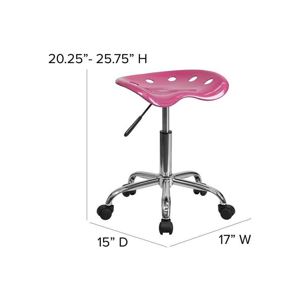 Vibrant Pink Tractor Seat and Chrome Stool