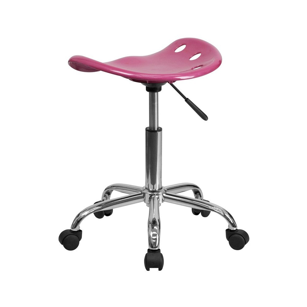 Vibrant Pink Tractor Seat and Chrome Stool