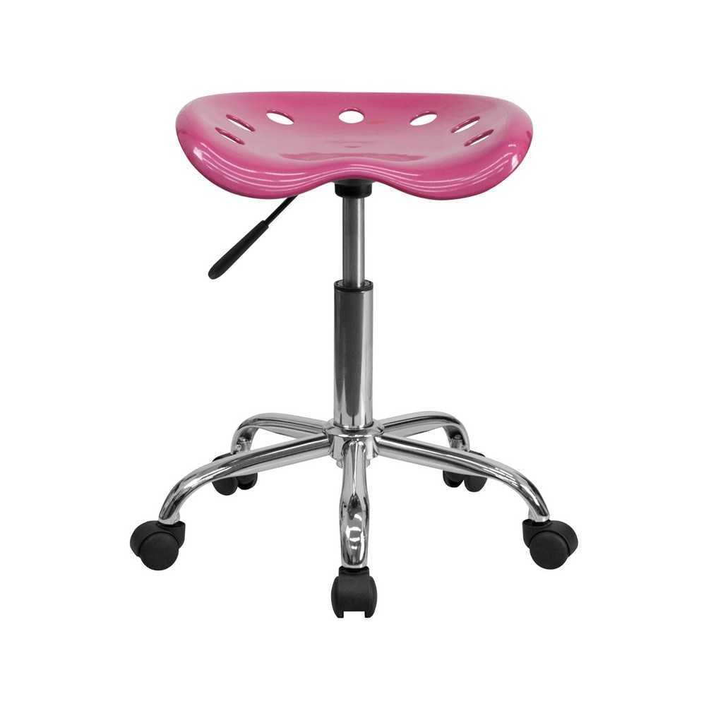 Vibrant Pink Tractor Seat and Chrome Stool