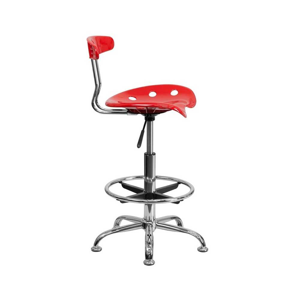 Vibrant Red and Chrome Drafting Stool with Tractor Seat