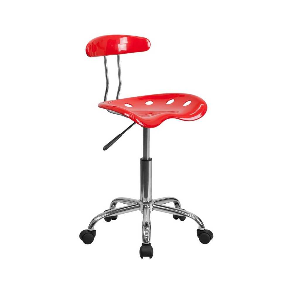 Vibrant Red and Chrome Swivel Task Office Chair with Tractor Seat