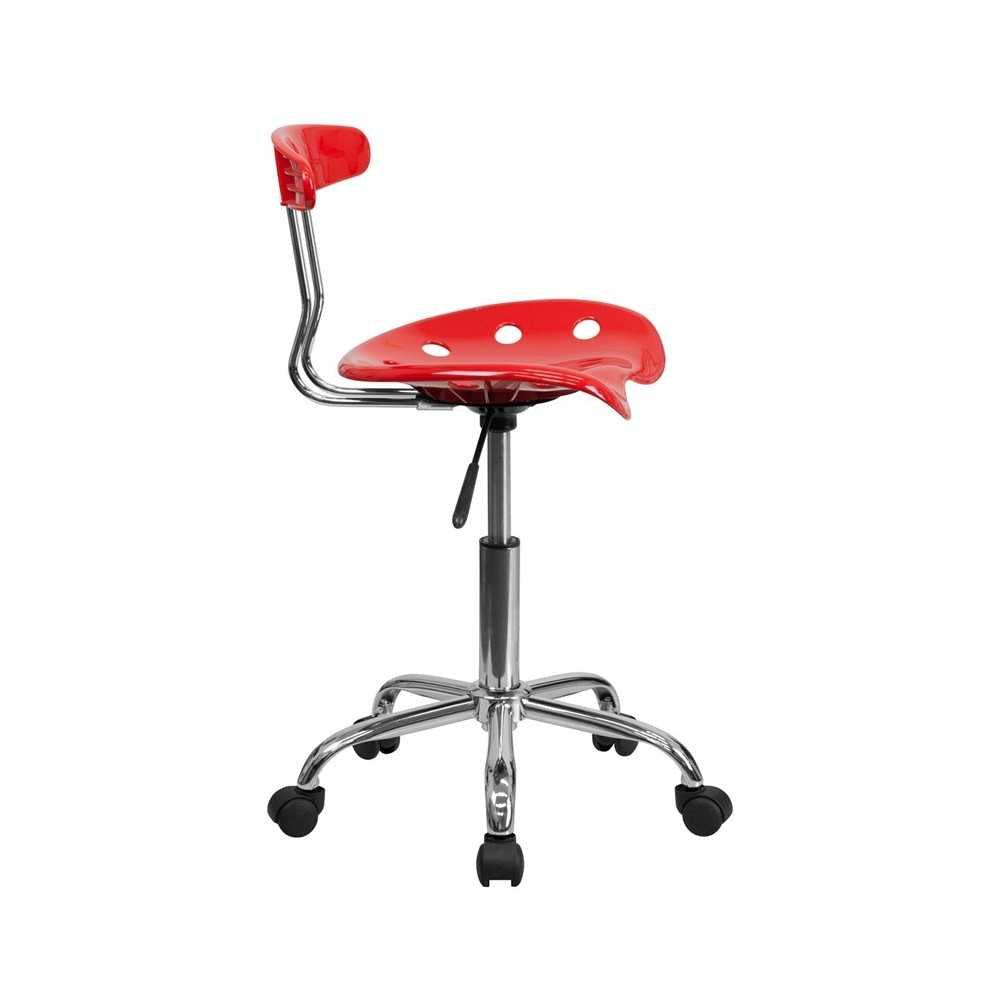 Vibrant Red and Chrome Swivel Task Office Chair with Tractor Seat