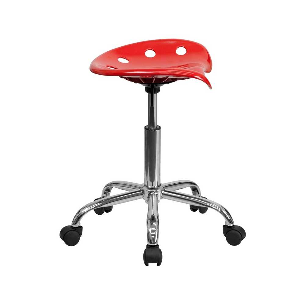 Vibrant Red Tractor Seat and Chrome Stool