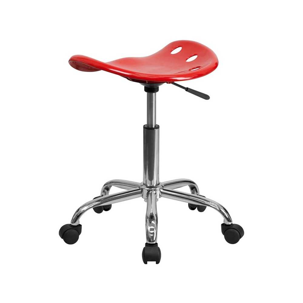 Vibrant Red Tractor Seat and Chrome Stool