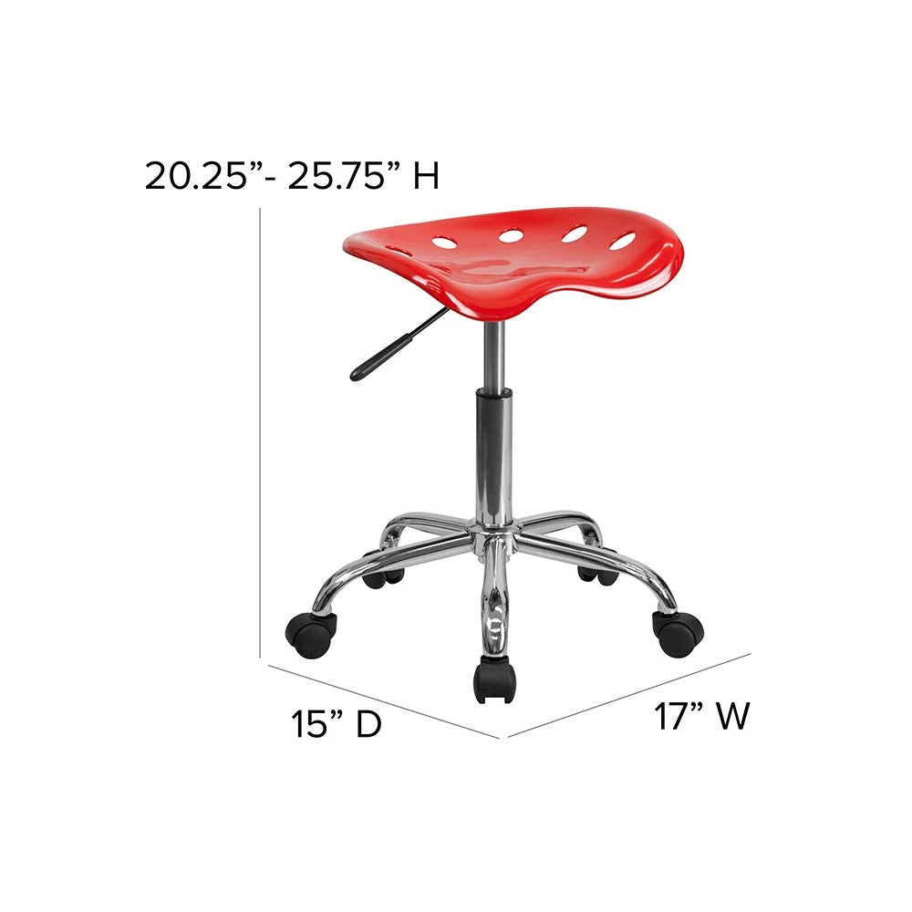 Vibrant Red Tractor Seat and Chrome Stool